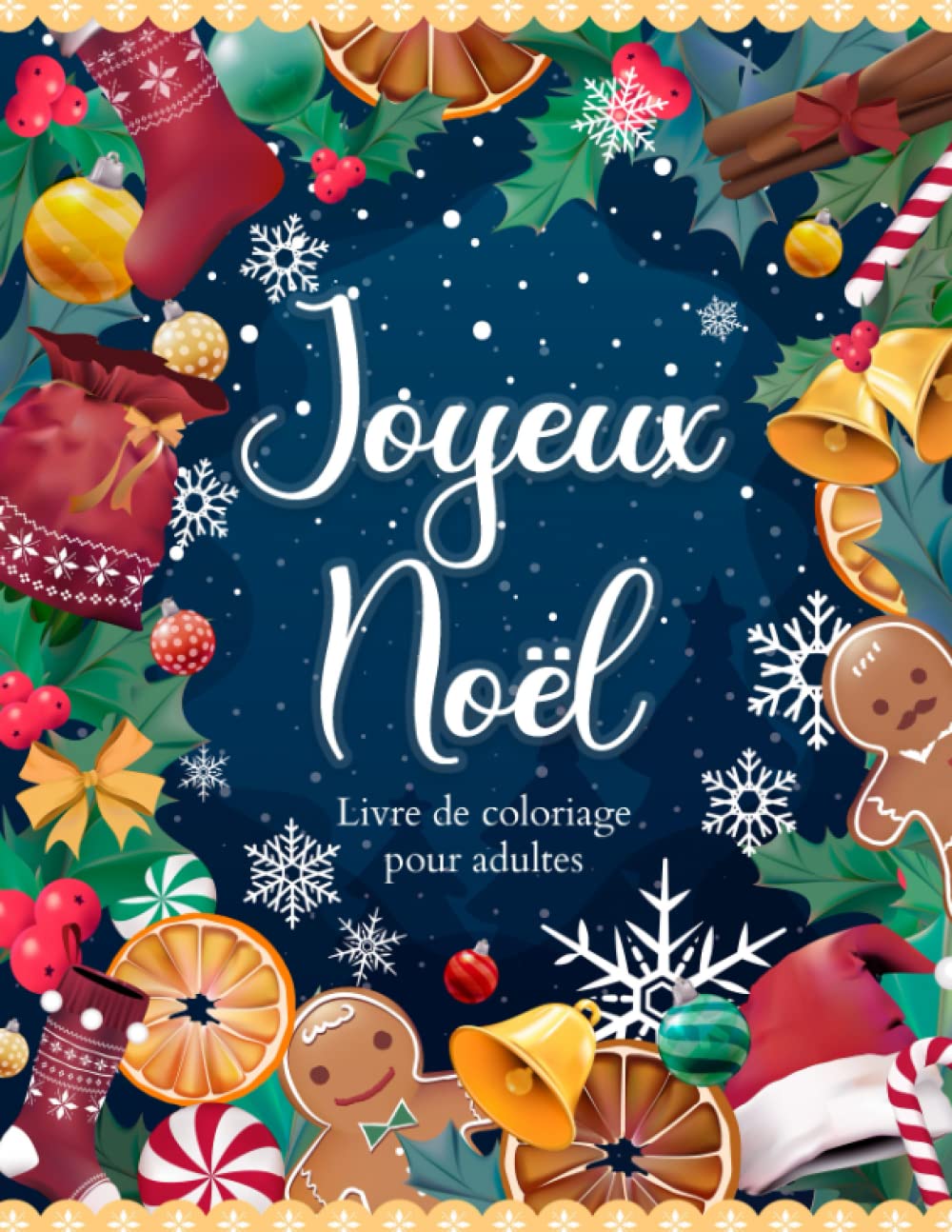 Joyeux Noël - Livre de coloriage pour adultes: Cahier grand format de coloriage art thérapie anti stress au thème de noël sur fond noir Religion & Esotericism
