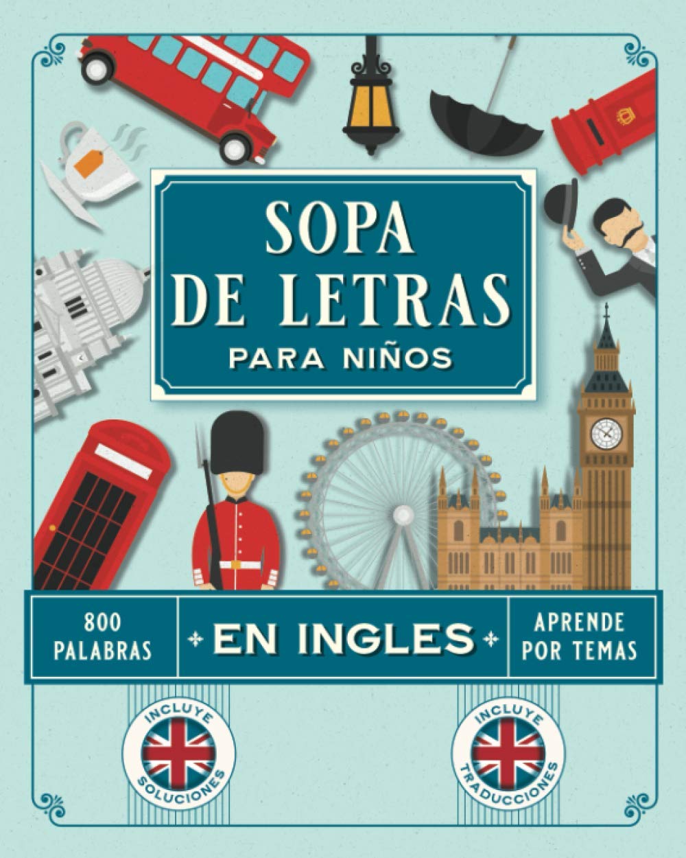 Sopa de Letras para Niños en Ingles: Juegos para Aprender Ingles y Vocabulario Basico para Niños de 8 a 12 Años con Pasatiempos en Ingles Foreign Languages ​​& Dictionaries