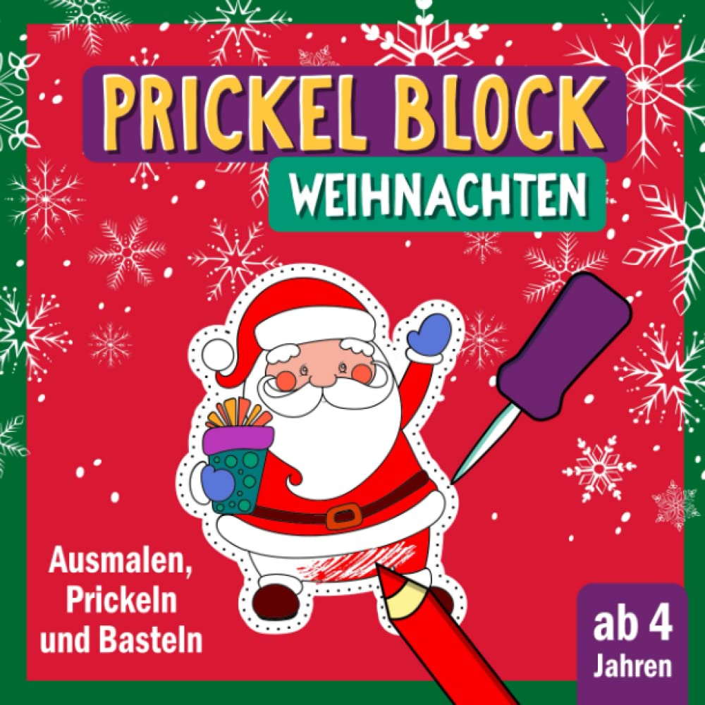 Prickel Block Weihnachten: Prickeln und Ausmalen für Kinder ab 4 | Prickelbilder rund um Winter, Weihnachten und die Weihnachtszeit |Prickel Vorlagen ... Kinder zum Ausschneiden, Prickeln und Basteln Film, Art & Culture
