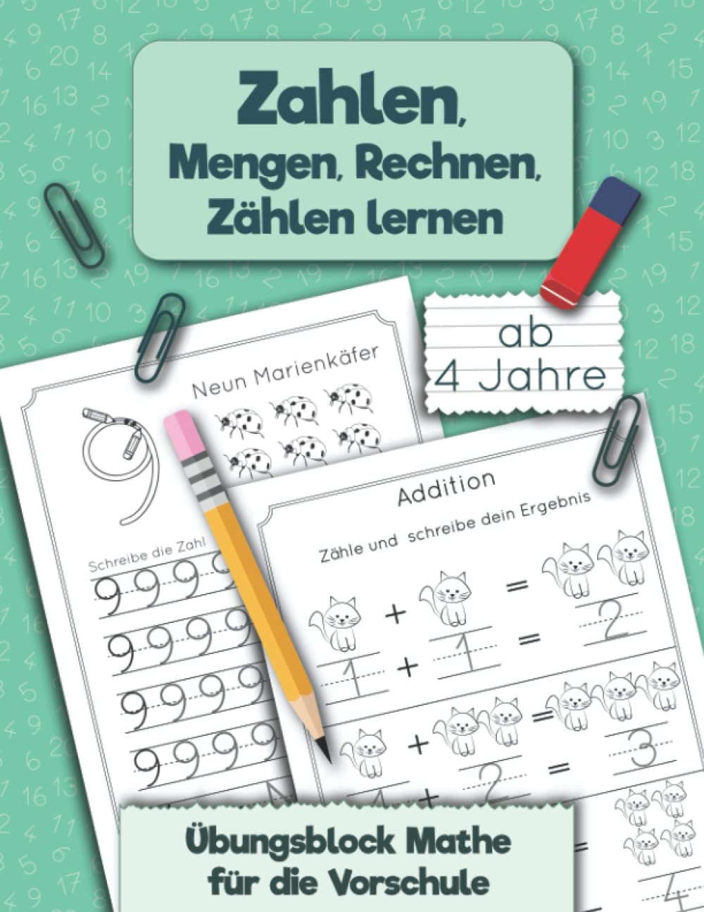 Übungsblock Mathe für die Vorschule: Zahlen, Mengen, Rechnen, Zählen lernen ab 4 Jahre (Kindergartenblock, Band 1) Professional & Reference Books