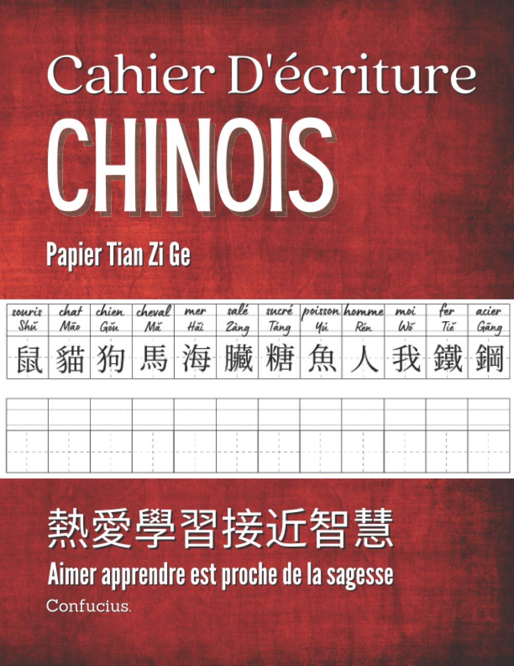 Cahier D'écriture Chinois Papier Tian Zi Ge: apprendre et écrire les sinogrammes et Pinyin de la langue chinoise | 110 pages | format 21,5 x 28 cm Film, Art & Culture