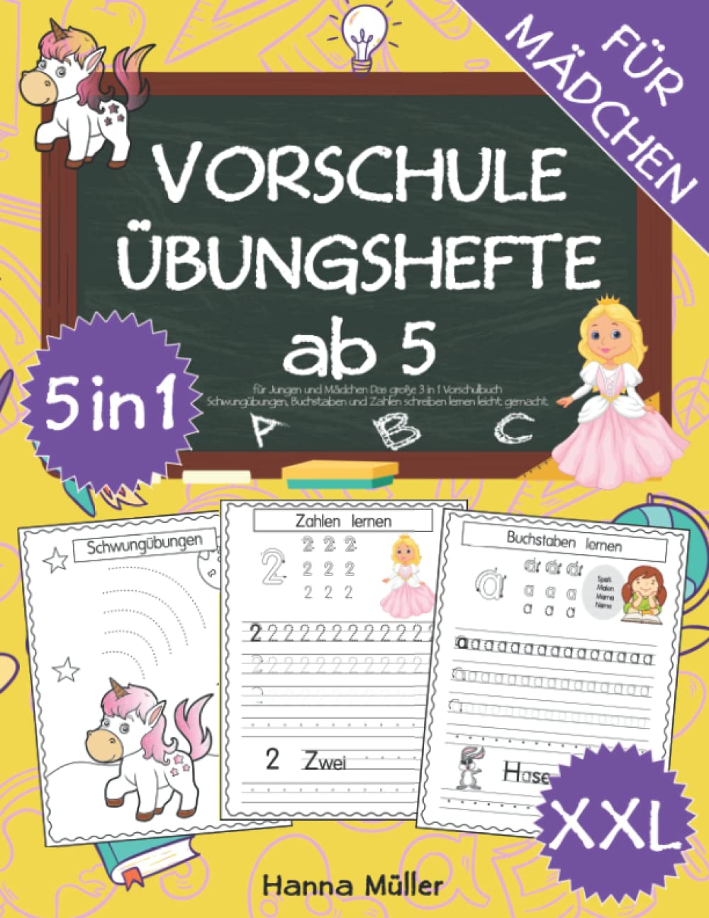 Vorschule Übungshefte ab 5 für Jungen und Mädchen: Das große 3 in 1 Vorschulbuch - Schwungübungen, Buchstaben und Zahlen schreiben lernen leicht gemacht Pop culture Books