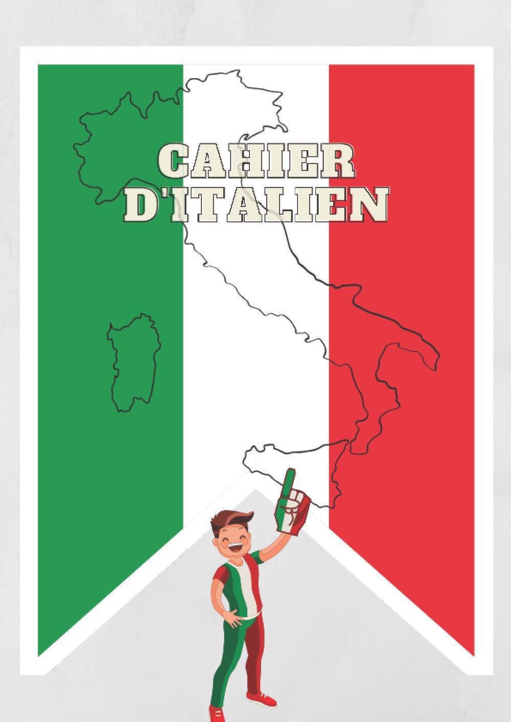 cahier d'italien: A4 (8,27 x 11,69 po), Grands carreaux avec marge, 108 pages, Notebook book