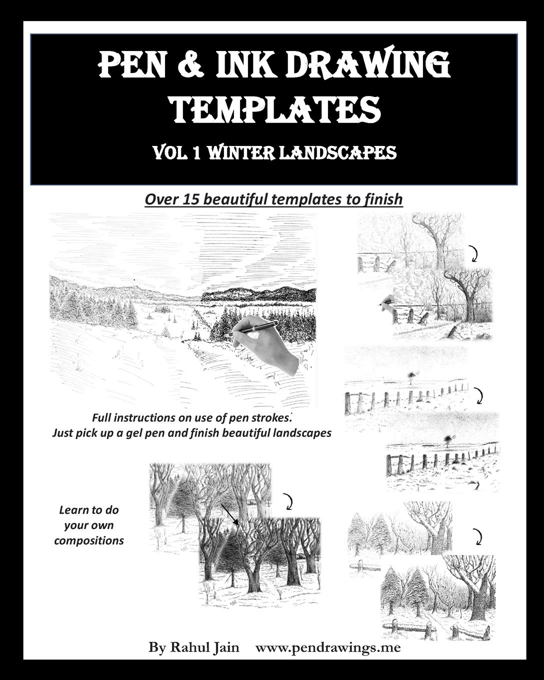 Pen and Ink Drawing Templates: vol. 1 Winter Landscapes Arts & Music