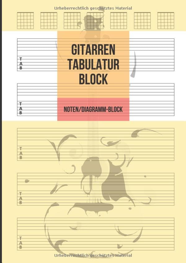 Gitarren Tabulatur Block: Noten- & Tabulatur- & Diagramm-Block für Gitarre, 100 Seiten A4 - Notizbuch Für Musiker Zum Selberschreiben Arts & Music