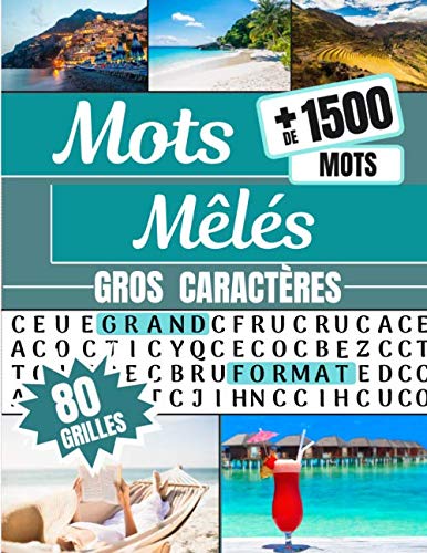 Mots Mêlés: Gros Caractères | Carnet de Mots Cachés - Adultes | 80 Grilles &+ de 1500 Mots | Livret Grand Format 21 x 29,7 cm | Cadeau pour personnes ... de Lettres & pour les vacances ou voyages Leisure & Fun