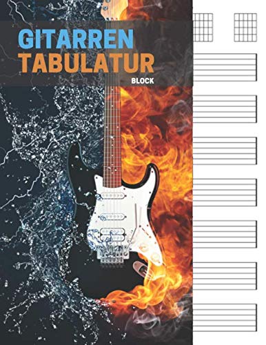 Gitarren tabulatur block: 7 Tabulator Zeilen pro Seite, 6 Gitarren Akkorddiagramme pro Seite. Ideal für musiker, gitarristen oder musiklehrer.(110 ... A4, Gitarren Tabs, tabulatur, tab heft) Arts & Music