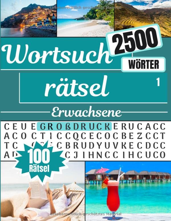 Wortsuchrätsel: Wörter Suchen für Erwachsene und Senioren – Großdruck | Rätselbuch Band 1 - 100 Buchstabensalat & 2500 Wörter in Großer Schrift | ... für zu Hause oder für den Urlaub Leisure & Fun