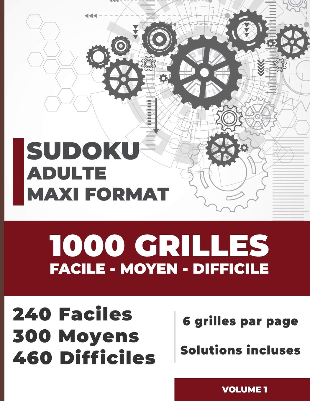 Sudoku adulte maxi format 1000 Puzzles FACILE MOYEN DIFFICILE: Livre Sudoku adulte - 240 faciles | 300 moyens | 460 difficiles - 6 grilles par page - Solutions incluses book