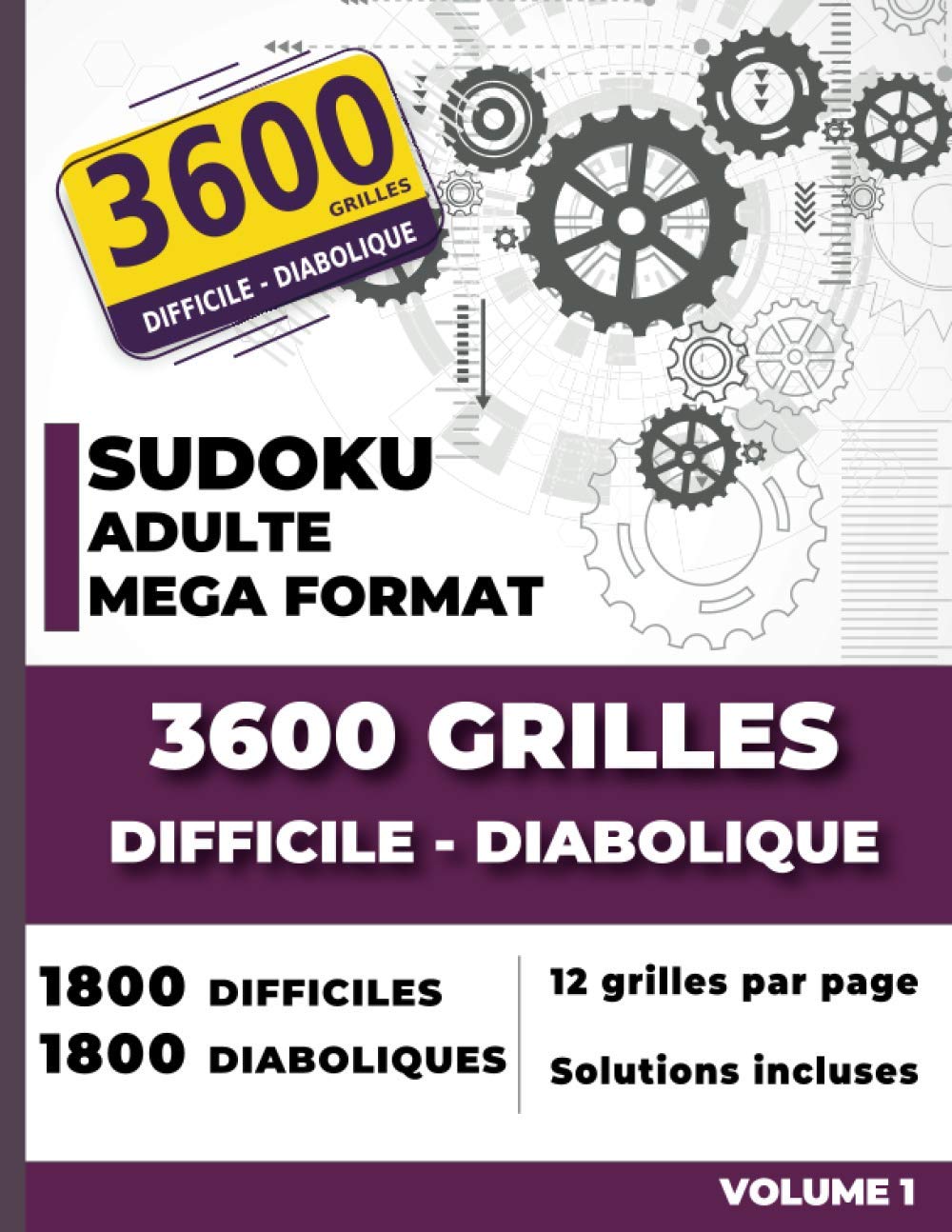 Sudoku adulte mega format 3600 Grilles DIFFICILE DIABOLIQUE: Un des plus grands livre Sudoku adulte - 1800 difficiles | 1800 diaboliques - 12 grilles par page - Solutions incluses Mathematics