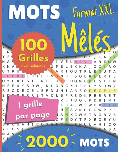 Mots Mêlés: 2000 Mots Mêlés - Gros caractères - 100 grilles avec solutions - Format A4 Leisure & Fun