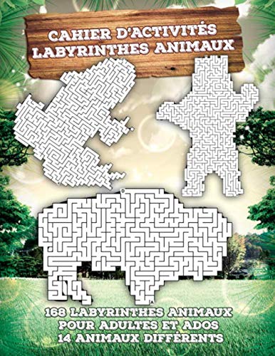 168 labyrinthes animaux pour adultes et ados - 14 animaux différents: Labyrinthes de difficultés croissantes - Livre de jeux / cahier d’activités anti-stress – Grand format book