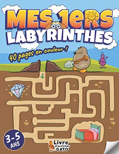 Labyrinthe enfants 3-5 ans: Livre en couleur | Des Labyrinthes d'animaux divertissants | Un livre enfant +3 ans éducatif pour les touts petit | livre d'activités Gato Non-fiction