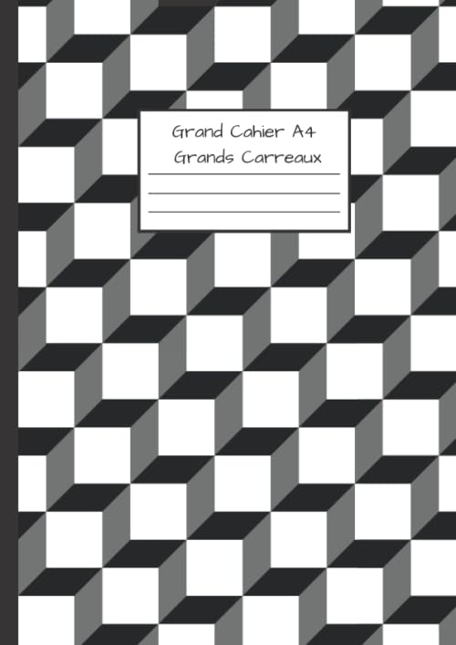 Grand Cahier A4 - Grands Carreaux: Cahier A4 - 110 pages - 21x29,7 cm - Pages Séyès - Papier 90 g - Couverture Souple Géométrie Trompe l'Oeil book