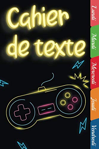 Cahier de texte : Idéal pour noter les devoirs scolaires, avec des onglets hebdomadaires et grands carreaux pour les textes | Thème gamer & jeux vidéo Tiptoi & Games