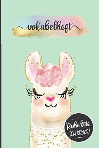 Vokabelheft Lama | Vokabeln lernen: Schulheft und Vokabelheft für Kinder, 120 Seiten Din A5, 2 Spalten und Teilungslinie, Mädchen lernen Fremdsprachen ... Watercolor mint, Not the Yellow from the Egg Learning & Reference