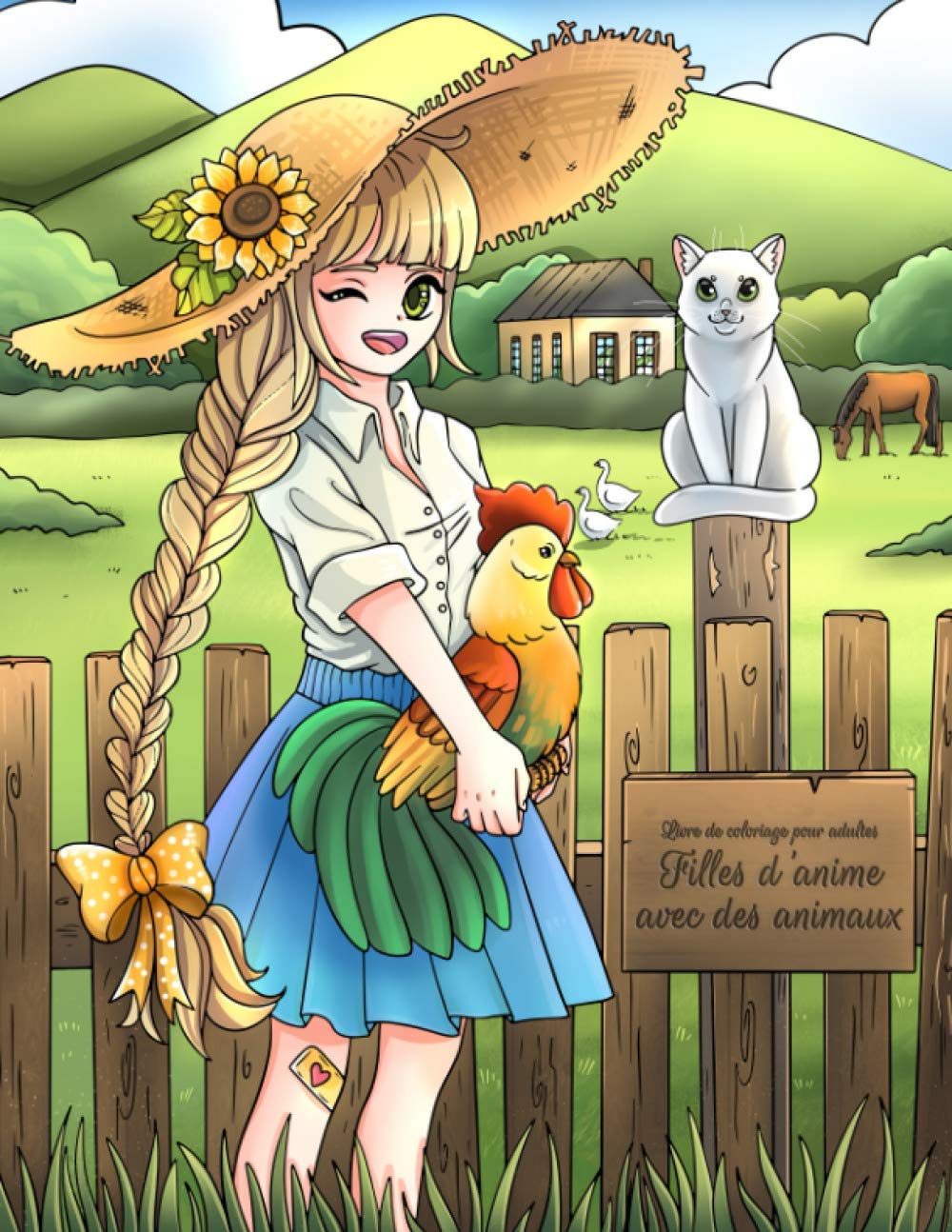 Livre de coloriage pour adultes Filles d'anime avec des animaux book