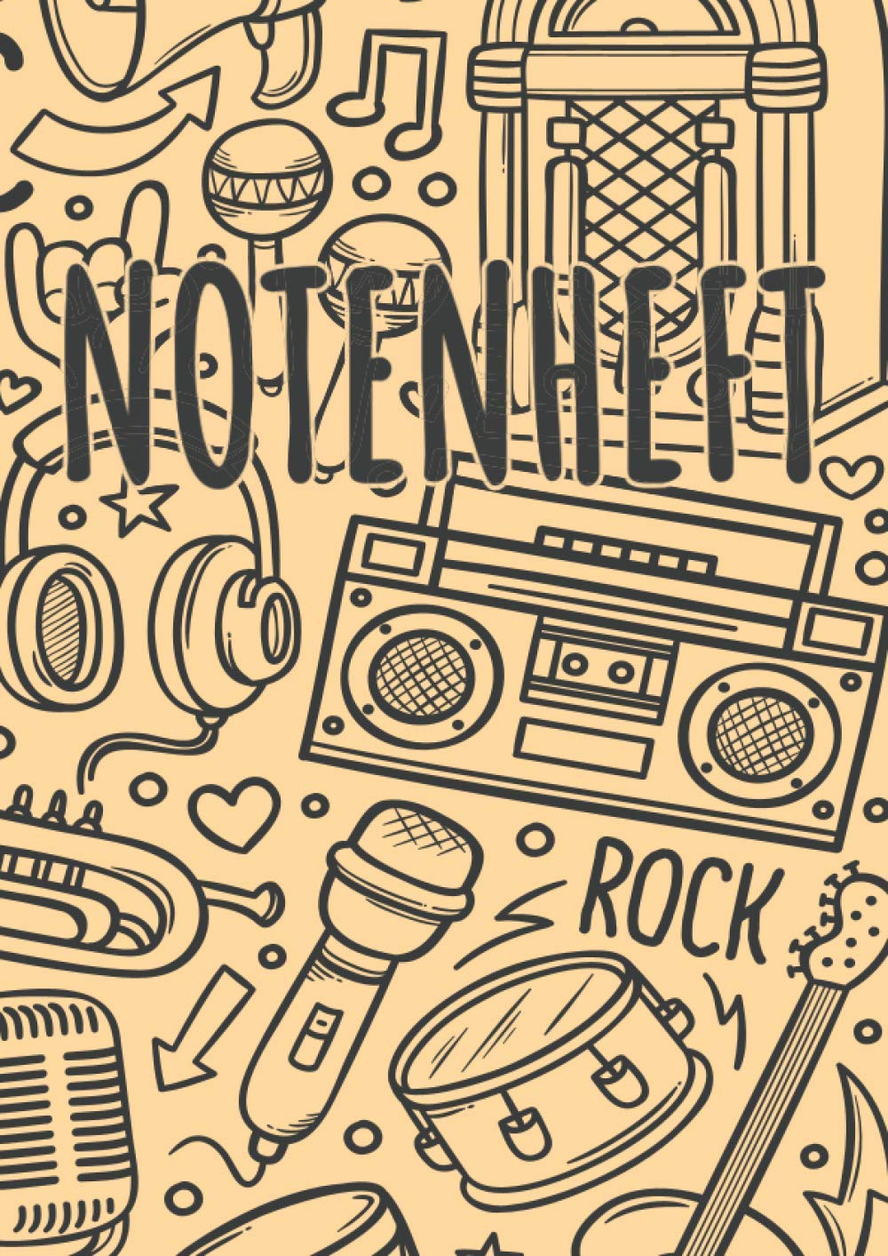 Notenheft: DIN A4 - 100 Seiten - Blanko Notensysteme - Große Lineatur - Musik Schreibheft - Leerer Notenblock - Geschenk für Musiker Sheet Music