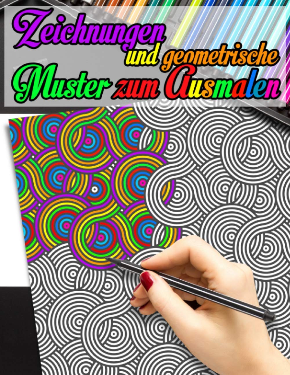 Zeichnungen und geometrische Muster zum Ausmalen: Geometrisches Malbuch für Erwachsene. 50 Malvorlagen zur Entspannung und Linderung von Angstzuständen. Health, Nutrition & Fitness