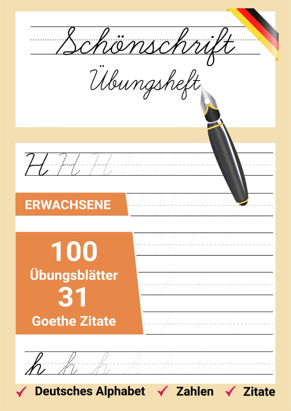 Schönschrift Übungsheft 100 Übungsblätter 31 Goethe Zitate: Für Erwachsene in Din A4 mit Zitaten zum nachschreiben Film, Art & Culture
