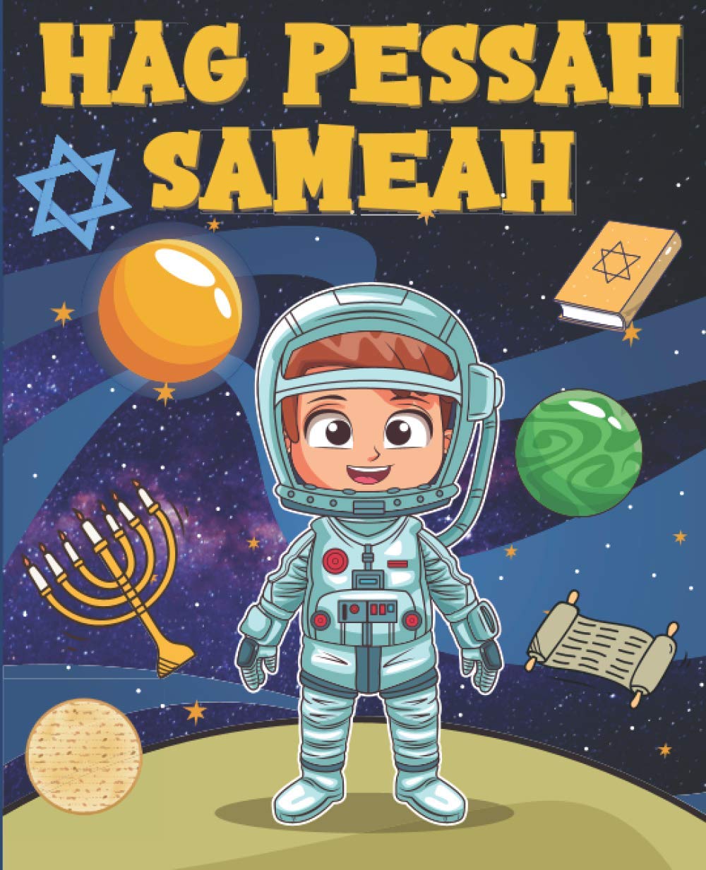 Hag Pessah Sameah: Cahier ligné et de dessin spécial Pâque juive avec thème astronaute pour les enfants Non-fiction