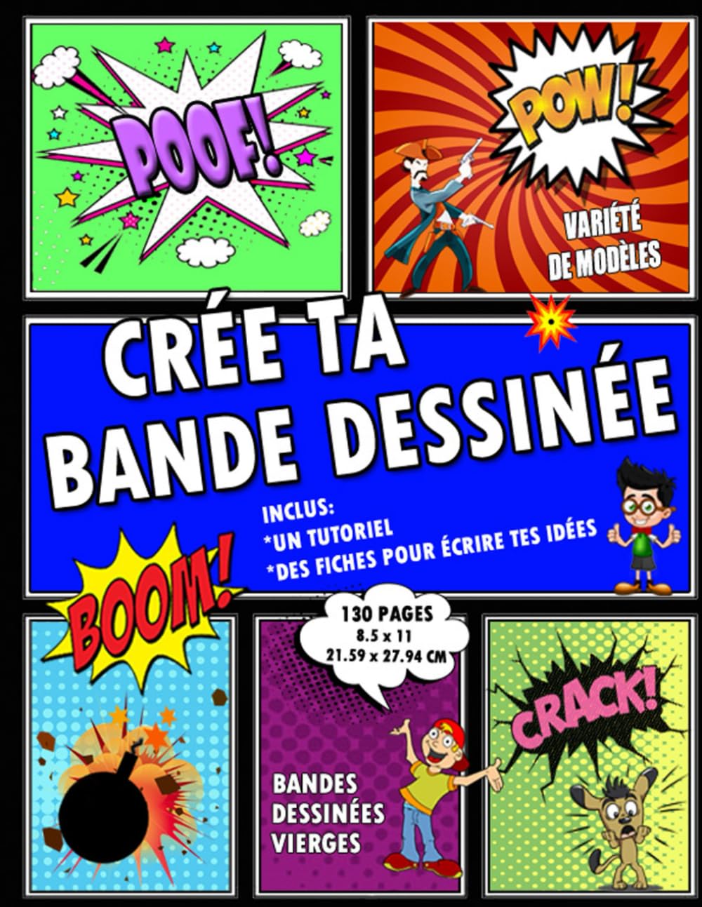 Crée ta bande dessinée: Bande dessinée vierge | Créez vos propres bandes dessinées | Créer des mangas | 120 pages 8.5 x 11 | Bande dessinée avec ... de BD | Carnet de dessins | Livre Cartoon Manga