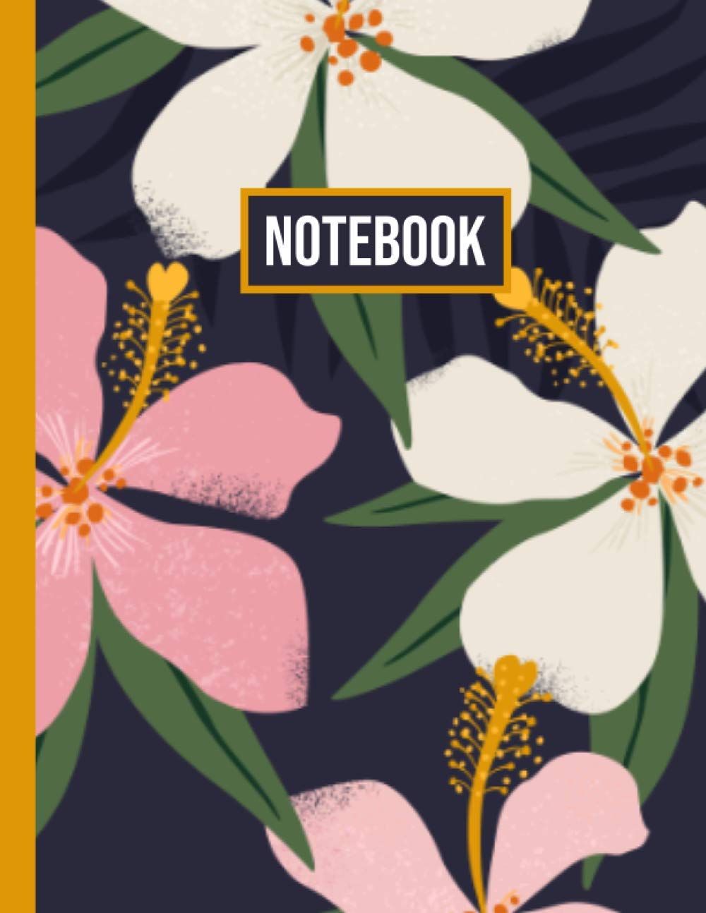 Flower Notebook: Tropical Flowers And Artistic Palm Leaves Composition Lined Paper College Ruled Journal 8.5 x 11 - 110 Pages Garden & Plants