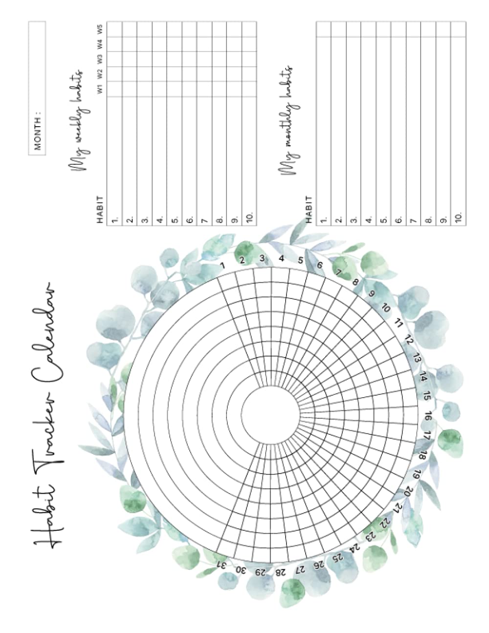 Habit Tracker: Circular Template Undated Journal to Track Progress and Reach Your Goals with Spaces for 8 Daily 10 Weekly and 10 Monthly Habits Beautiful Floral Wreath book