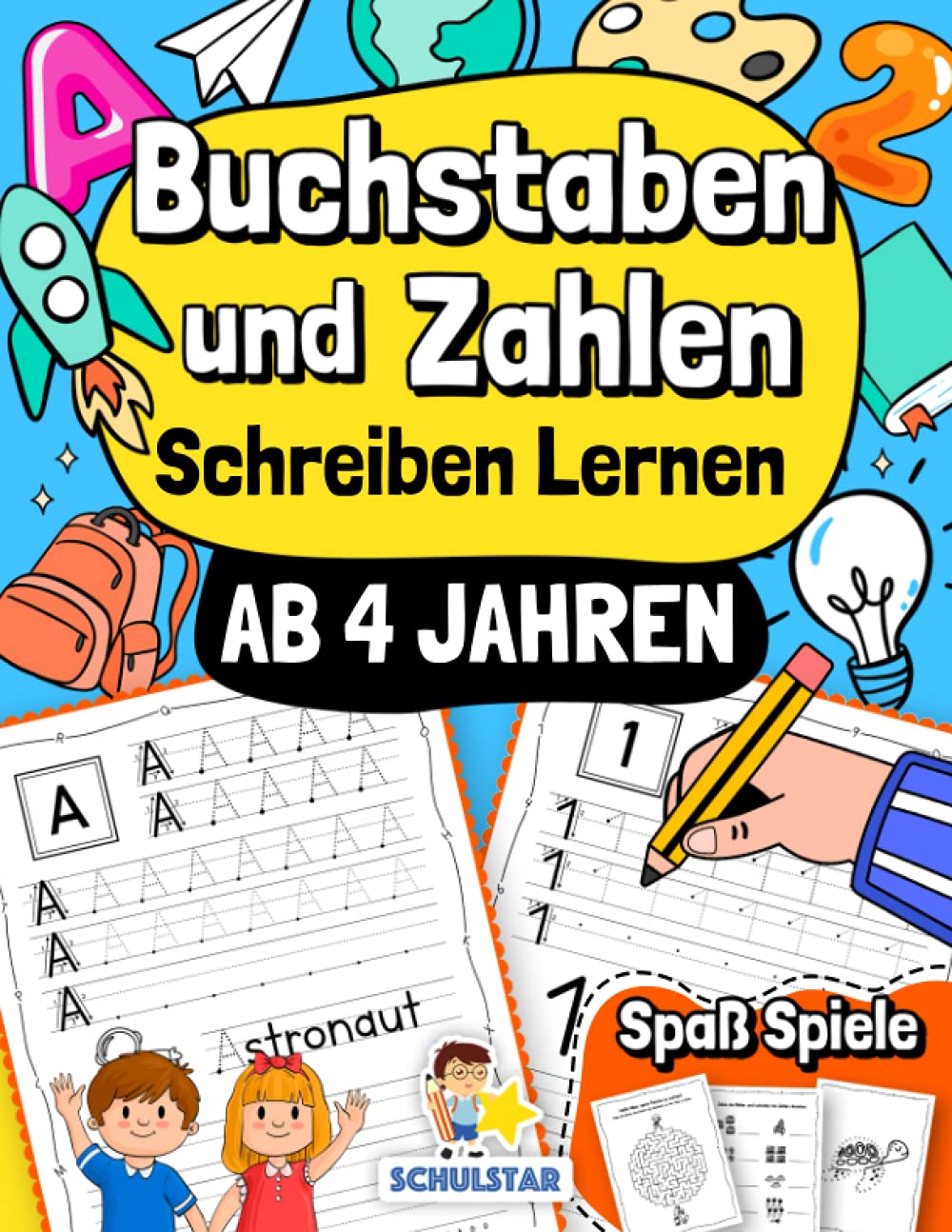 Buchstaben und Zahlen Schreiben Lernen ab 4 Jahren: Großes Übungsheft – A4 Vorschulblock für Kinder. Das umfangreiche Lernbuch für Kindergarten, Vorschule und 1. Klasse zur Förderung der Feinmotorik. Media & Communication