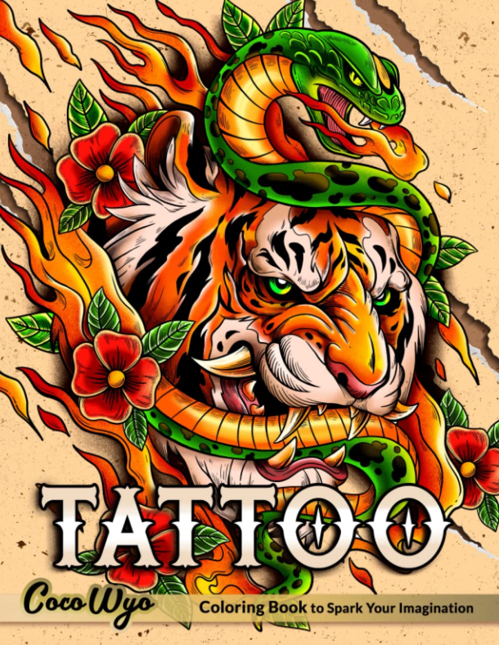 Tattoo Coloring Book: Adults Coloring Book With Modern Tattoo Design Heart Flowers Animals For Relaxation book