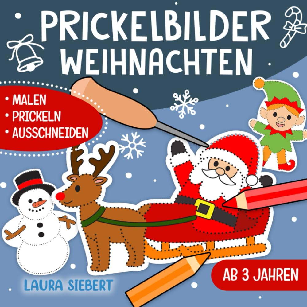 Prickelbilder Weihnachten: Basteln, Malen, Prickeln und Ausschneiden! - Der große Bastelspaß für Kinder ab 3 Jahren - Prickelblock für Jungen und Mädchen Hobbies & Crafts