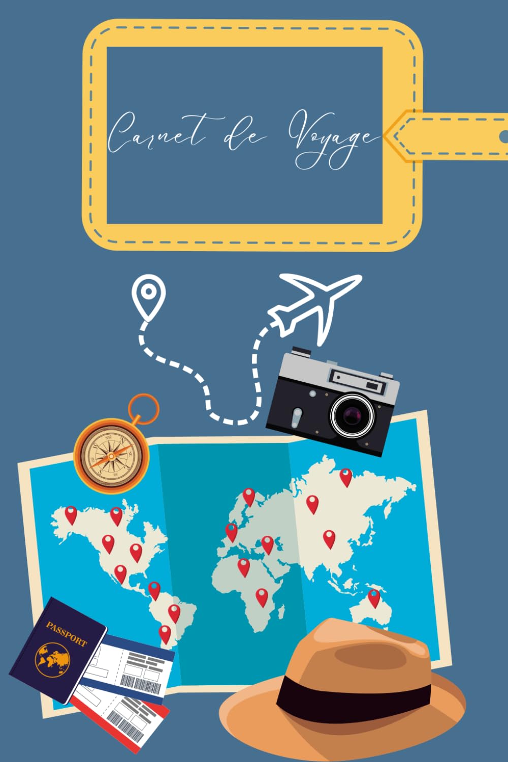 Mon carnet de voyage: Carnet de voyage à remplir de 100 pages lignées de taille 6x9 po (15,24 x 22,86 cm)|objectifs et bilan de chaque journée pour des vacances reussies. Travel Guides