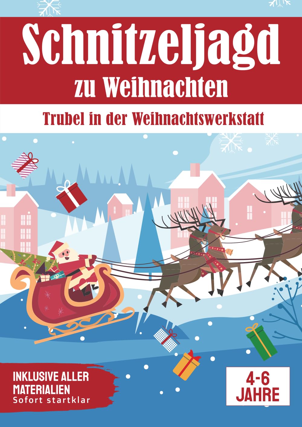 Schnitzeljagd Weihnachten | Trubel in der Weihnachtswerkstatt: Komplettset | für 4-6 Jährige | bis zu 8 Kinder (Partyspiele zum Kindergeburtstag) Non-fiction