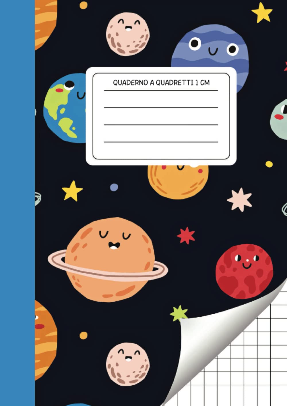 Quaderno a quadretti 1 cm: Quadernone A4 | Griglia 10mm con margini - Per prima elementare | Pianeti blu Reading Aloud & Learning to Read