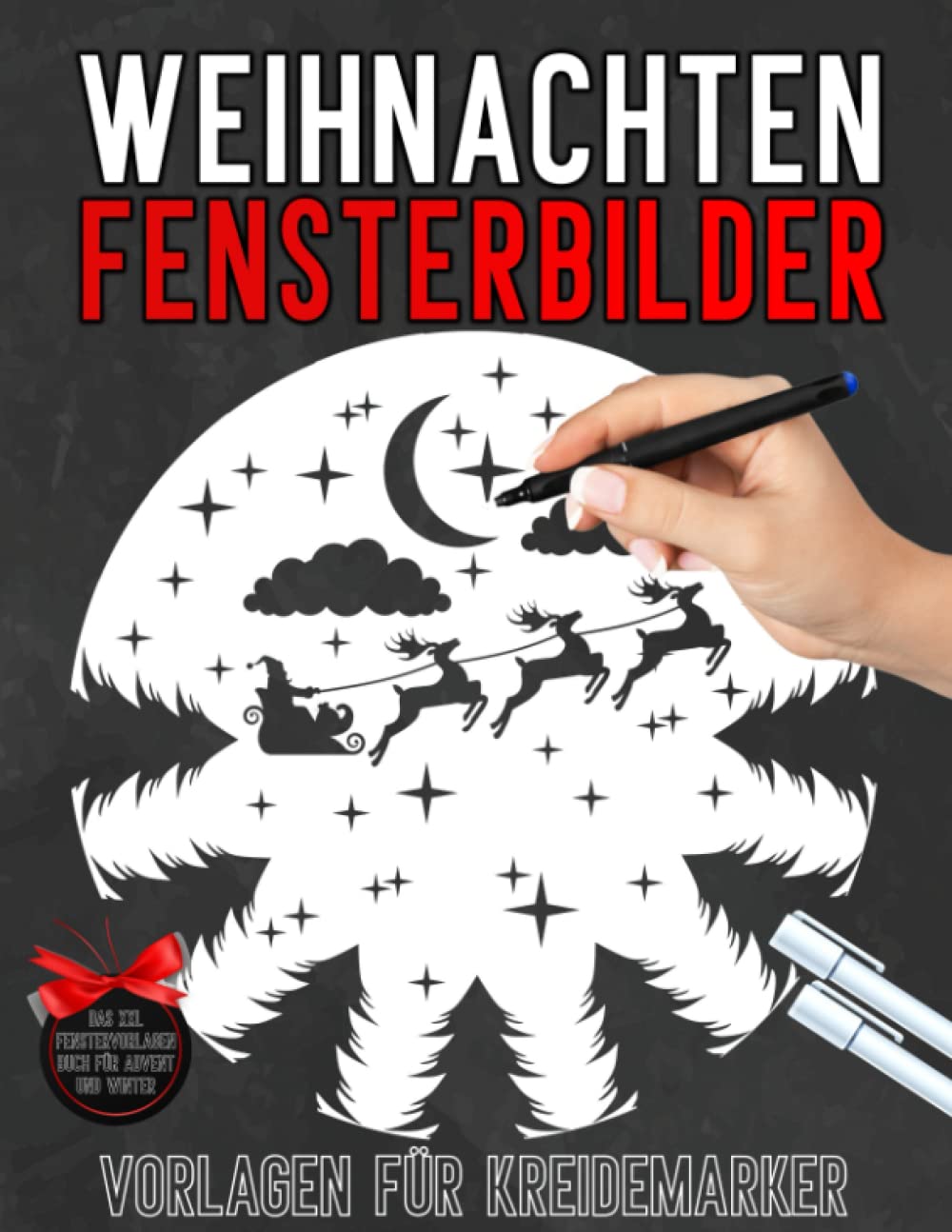Weihnachten Fensterbilder Vorlagen für Kreidemarker: Weihnachtsdeko Schablonen mit Advent und Winter Motive - Weihnachtliche Fensterbilder für ... - Große Motive für abwischbare Kreidemarker Film, Art & Culture