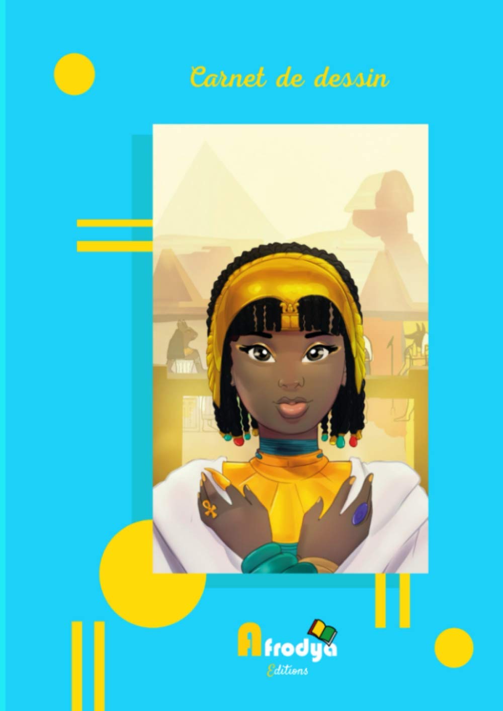 Carnet de dessin : Fille - Série Afrique Egypte – Bleu: 60 pages blanches – Format A4 book