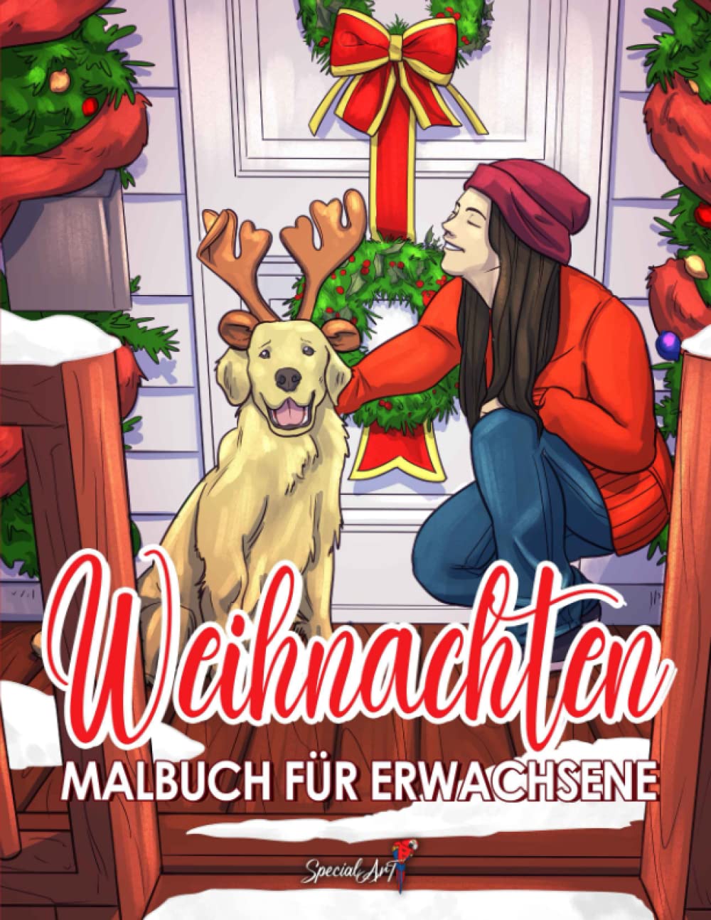Weihnachten: Ein Malbuch für Erwachsene mit schönen und entspannenden Bildern von zauberhaften Winterszenen: Weihnachtsmänner, Rentiere, Dekorationen, Geschenke und vieles mehr! Arts & Music