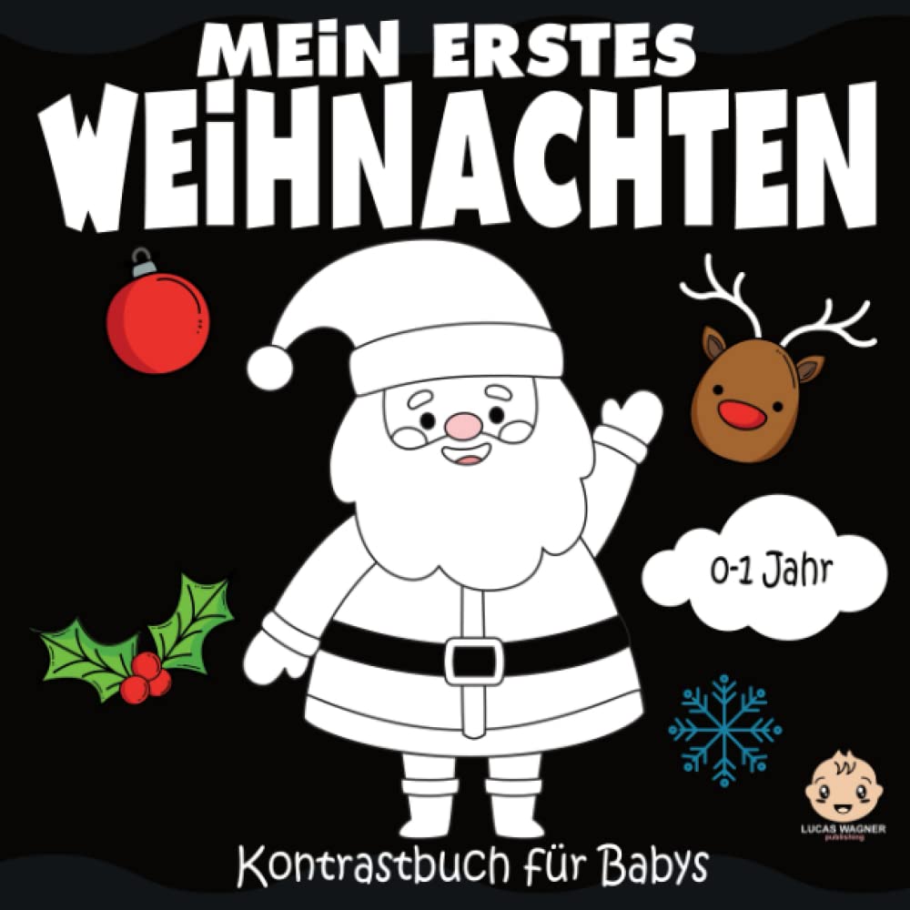 Mein erstes Weihnachten | Kontrastbuch für Babys 0-1 Jahr: Weihnachtsbilder zur Stimulierung der Sehkraft von Kleinkinder - Schwarz Weiß Buch mit Weihnachten Kontrastkarten ab 0 Monate Parents & Children