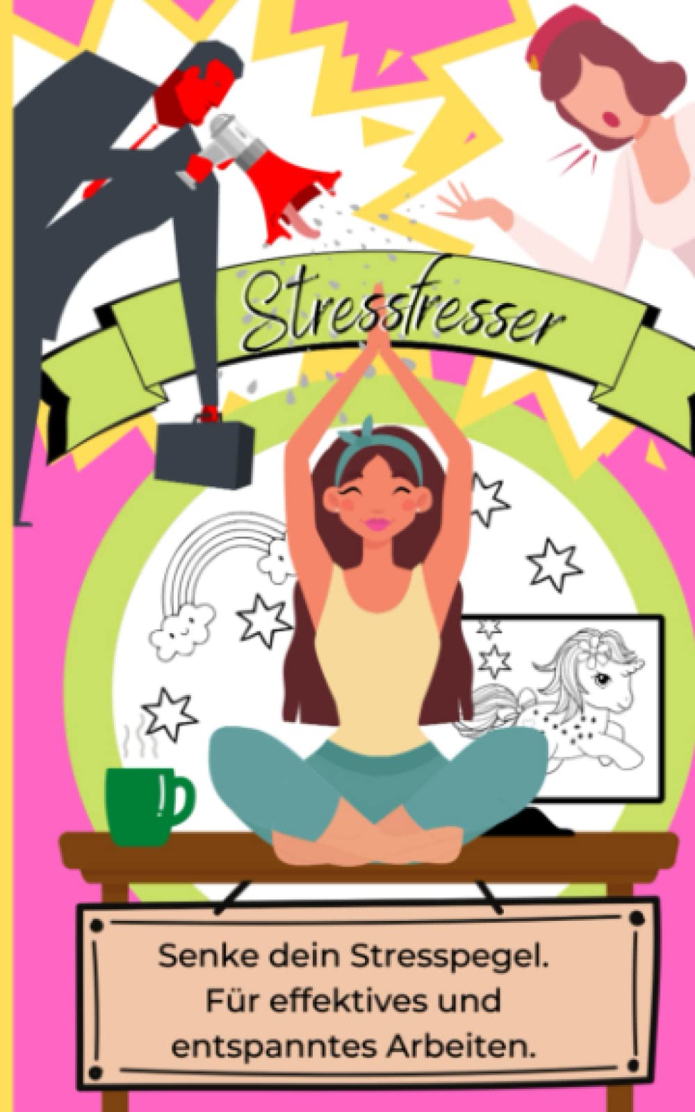 Stressfresser: Für mehr Entspannug auf Arbeit - ideal für mehr Effektivität und Arbeitsmotivation | Ausmalbuch für Erwachsene Health, Nutrition & Fitness
