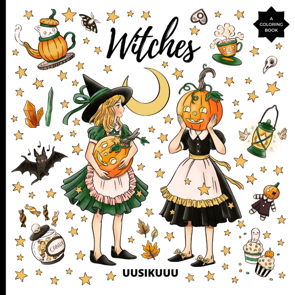 Witches A Coloring Book: A Witch Themed Halloween Coloring Book for Adults and Kids (Witches Coloring Books) Manga