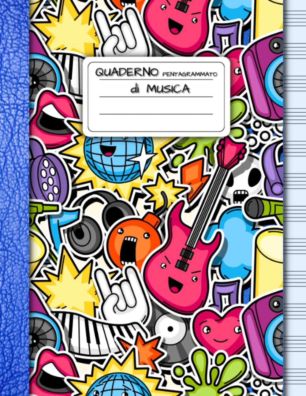 Quaderno Pentagrammato di Musica: Formato grande A4 | 12 righi per pagina | 110 pagine numerate ed indice iniziale | Rock Boy Sheet Music