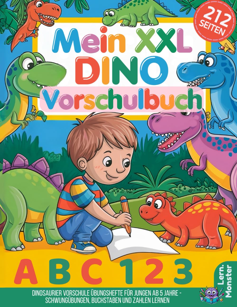 Mein XXL Dino Vorschulbuch ab 5 Jahre: Dinosaurier Vorschule Übungshefte für Jungen - Schwungübungen, Buchstaben und Zahlen lernen (Vorschulhefte) Professional & Reference Books