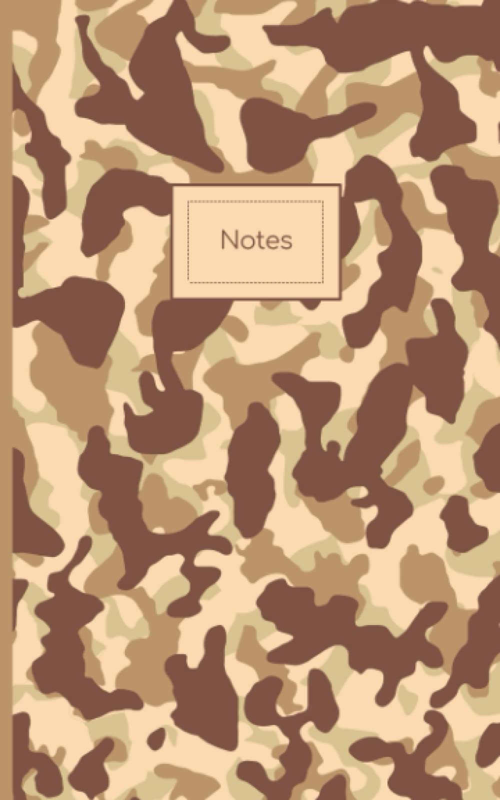 Carnet de notes militaire: Cahier de 100 pages lignées pour prise de notes. look camouflage désert été, petit format 12 x 20 cm, couverture mat marron beige book