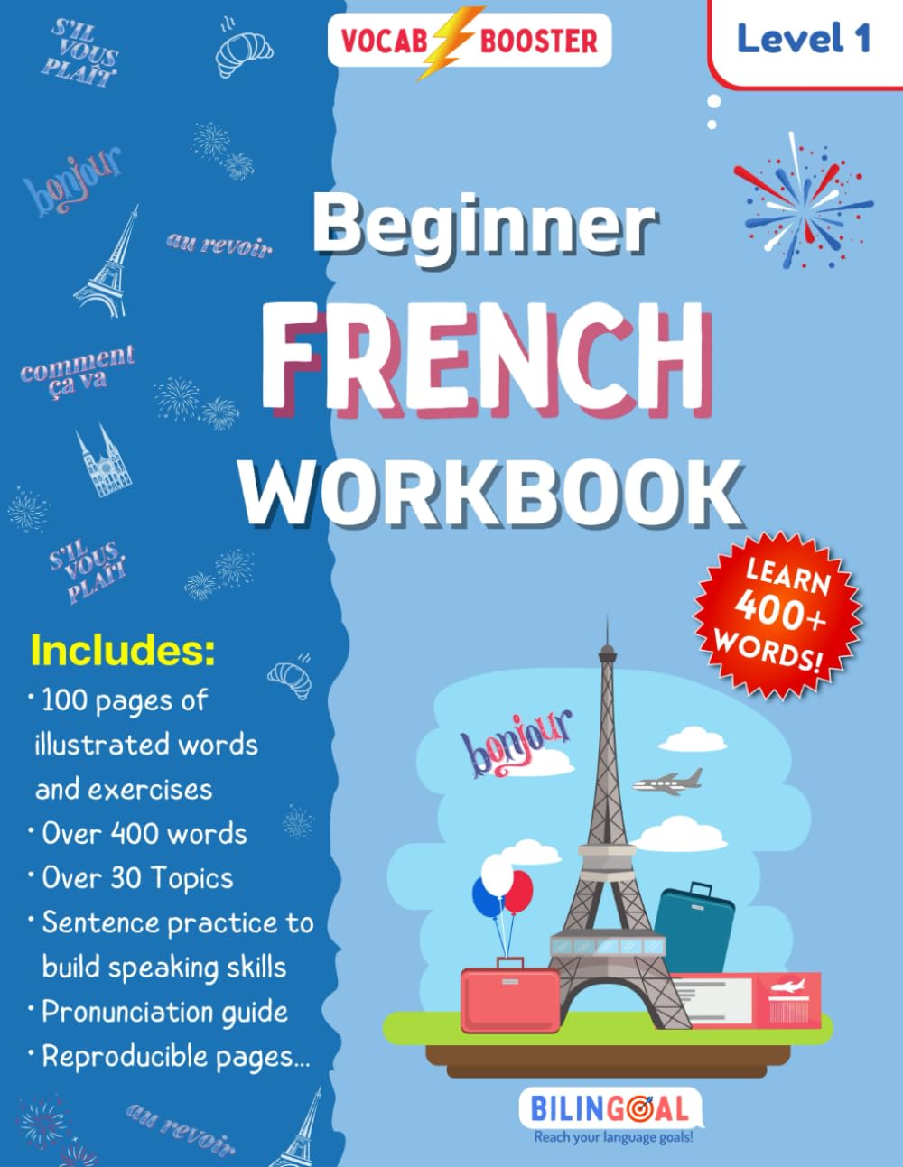 Beginner French Workbook: Learn over 400 words! Level 1 Foreign Languages ​​& Dictionaries