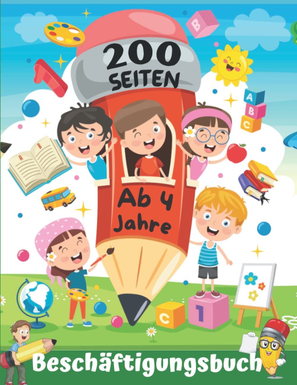 Beschäftigungsbuch für Kinder ab 4 Jahre: Vorschule Übungsheft ab 4 : Buchstaben und Zahlen schreiben lernen, Schwungübungen, Malen nach Zahlen, Labyrinthe, Punkt zu Punkt| Rätselbuch Mädchen Junge Photography