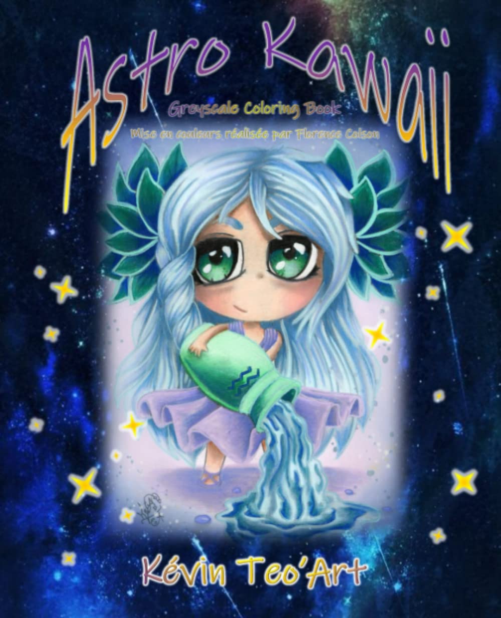Astro Kawaii: Greyscale coloring book book