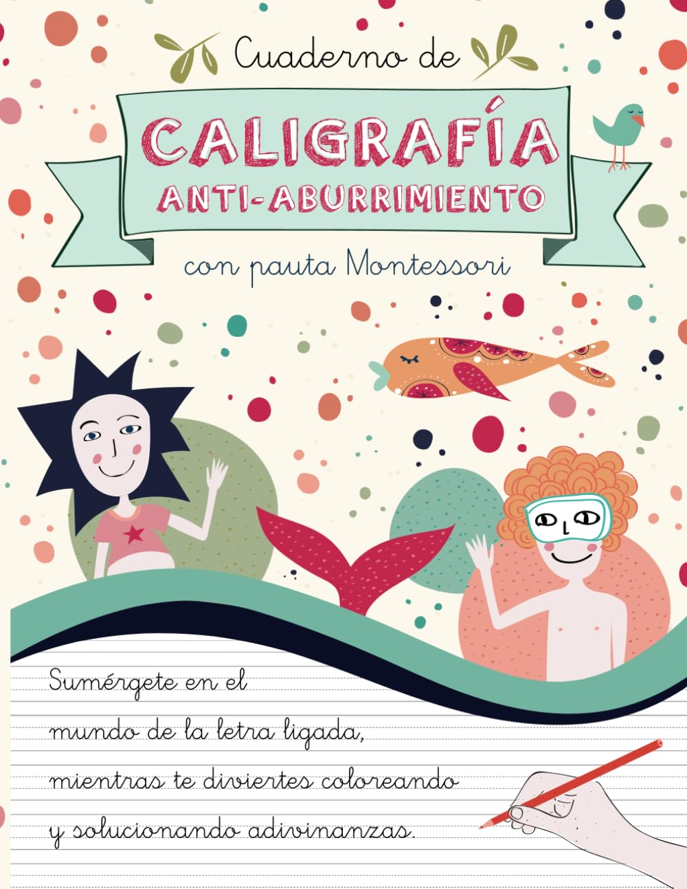 Cuaderno de Caligrafía Anti-Aburrimiento con Pauta Montessori: Libro de Caligrafía Divertida con Adivinanzas en Letra Ligada Escolar para Niños y Niñas de Primaria. book