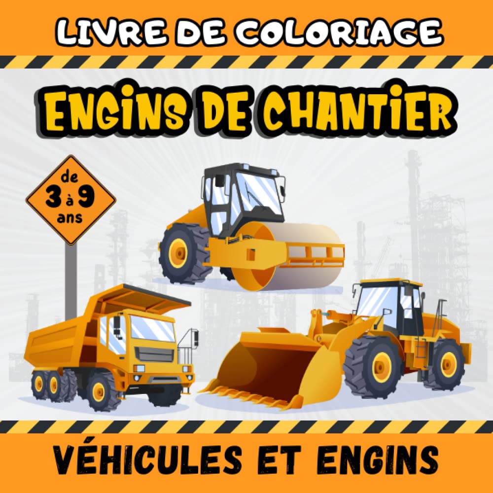 Livre de Coloriage Engins de Chantier: Pour les Enfants de 3 à 9 ans | 50 Images à Colorier | Pelleteuse, Tractopelle, Grue, Camions, Vehicules de Construction | Garçons et Filles. Tiptoi & Games