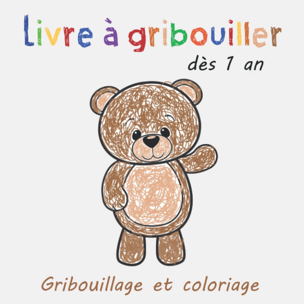 Livre à gribouiller dès 1 an: Livre de coloriage épais avec 50 jolis motifs simples à gribouiller, à colorier et à apprendre les premiers mots Study Guides