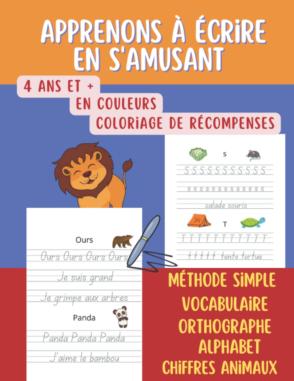Apprenons à écrire en s'amusant: cahier d'écriture ludique en couleurs pour enfants de Ms Gs, écrire les animaux, les lettres et les chiffres facilement book